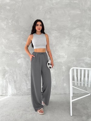 Tarz Yeri Kadın Ayrobin Oversize Kadın Pantolon - Füme