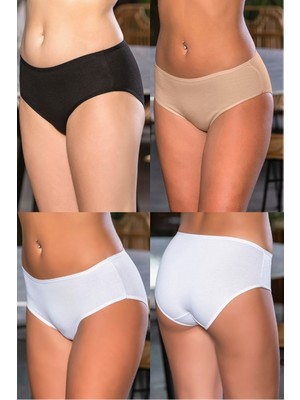 Hace Bazaar Pamuklu Yüksek Bel Slip Külot (Karışık) Siyah-Beyaz-Ten (MGP2966) -Hcb