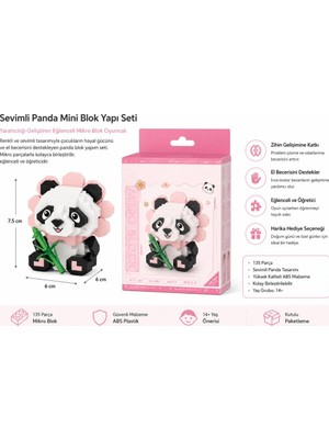Oturan Sevimli Çiçek Panda 350 Parça Block Oyuncak