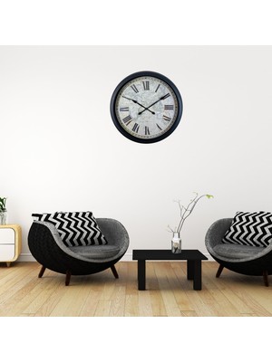 MiraLive Siyah Heritage Atlas 60 x 60 cm Metal Duvar Saati