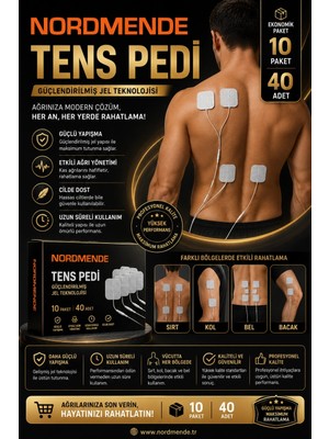 Epilons 10 Paket 40 Adet  Tens Pedi 5×5 cm Kablolu Elektrot Ped - Yumuşak ve Esnek Medikal Ped