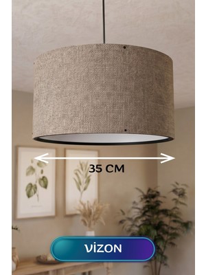 Hace Bazaar Vizon Kumaş Başlıklı Sarkıt Avize 35 cm -Hcb