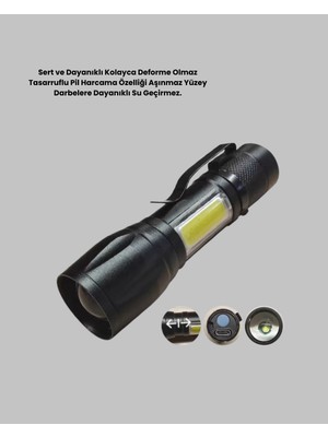 MiraLive Ultra Dayanıklı 4 Mod Şarjlı Işıldak | Suya ve Darbeye Dayanıklı | 100.000 Saat LED Ömrü