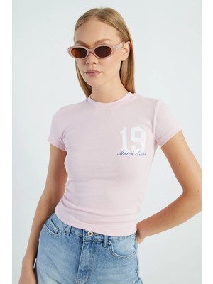 FullaModa 19 Baskılı Slim Fit Tişört