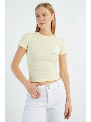 FullaModa 19 Baskılı Slim Fit Tişört