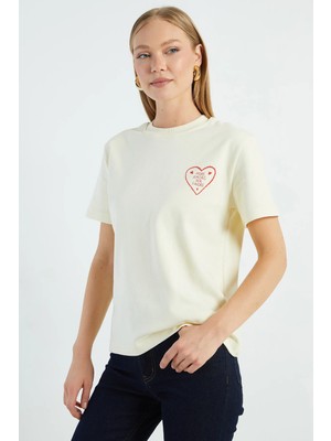 FullaModa More Amore Per Favore Baskılı Tişört