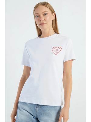 FullaModa More Amore Per Favore Baskılı Tişört