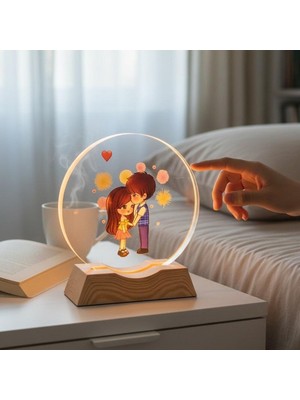 Keyfim Shop Kişiye Özel Romantik Çift Tasarımlı Dekoratif Gece Lambası, Sevgiliye Özel Hediye