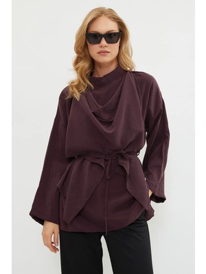 FullaModa Fullamodest Şal Detaylı Beli Bağlamalı Tunik