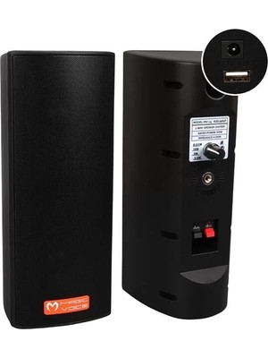 TeknoKapsül Magicvoice Mv-26 2x7.5 cm 50 Watt Komütatörlü Hat Trafolu Siyah Sütun Hoparlör (2'li Takım)