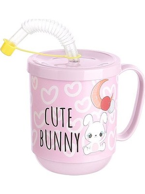 Hereveoyuncak Funny Pipetli Çocuk Içecekk Bardağı Desenli Bardak 350ML