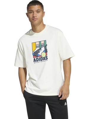 adidas Animal Pop Play Graphic Erkek Beyaz Günlük Stil T-Shirt KE4341