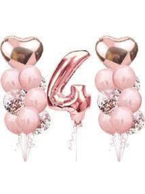 Delixa 4 Yaş Rose Gold Doğum Günü Balon Seti