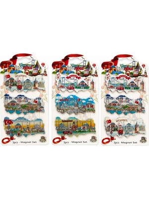 Fredeom Store Istanbul Temalı Silikon Buzdolapı Süsü Magnet 3'lü Set