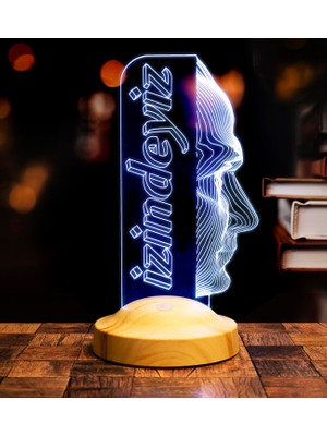 Sevgilambası Atatürk Temalı Hediyelik Ürünler Atatürk Izindeyiz Gecelambası 3D LED Lamba, Atam Izindeyiz Sloganı,
