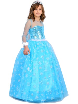 Hepta Collection Happy Kids Kız Çocuk Elsa Elbisesi Tarlatanlı Kabarık Elsa Kostümü Kız Çocuk Abiye Elbise 5-6 Yaş Ma