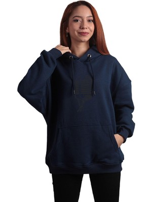 To Cosmos Oversize Hoodie Mikrofon Lacivert Sweatshirt, L