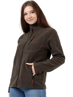 Hepta Collection Genıus Store Kadın Tam Fermuarlı Outdoor 3 Cepli Spor Ceket (Haki, M)