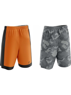 Hepta Collection Freysport Çift Taraflı Basketbol Şortu (Turuncu Siyah, 2xl)