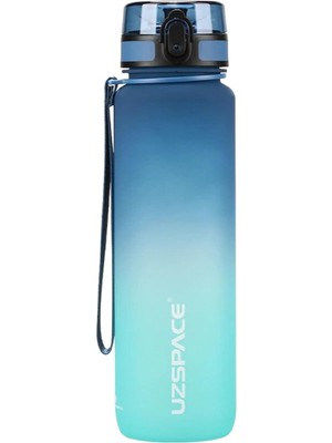 Uzspace Fiftyfifty 1000ML Büyük Boy Çift Renk Softtouch Ff Collection Su Matarası Mavi-Turkuaz