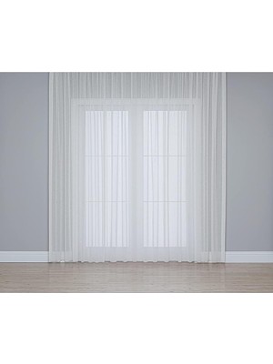 Gauze Fabric Design Gauze Fabric Keten Tül Perde (Ekru, 250 x 260)