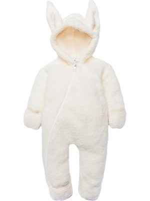 Hepta Collection x Atlas Erkek Kız Bebek Çocuk Kışlık Tavşan Peluş Tulum (Ekru, 7 Yaş)