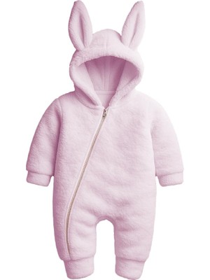 Hepta Collection Kız Erkek Bebek ve Çocuk Fermuarlı Peluş Tavşan Tulum (Pembe, 2 Yaş)