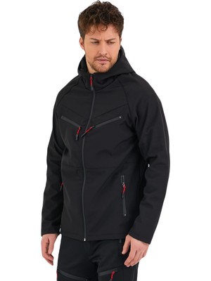 Hepta Collection Genıus Store Erkek Spor Mont Softshell Outdoor Su ve Rüzgar Geçirmez Ceket 4 Cepli (Siyah-4c / S)