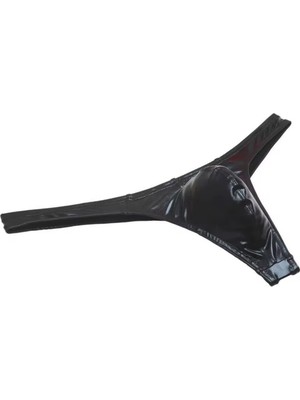Hepta Collection Erkek Suni Deri Tanga, Siyah, Elastan Malzeme, Gece Parti ve Özel Günler Için Iç Giyim (Siyah Renk E