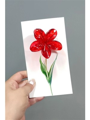 MiraLive Kırmızı Lotus Toka 6 cm (Kartsız)