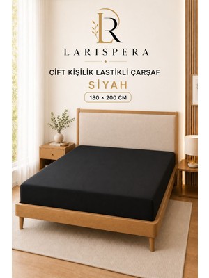 Larispera Çift Kişilik Siyah Lastikli Çarşaf 180 x 200 cm – Tam Kavrama, Kayma Yapmayan Esnek Yapı 1 Adet