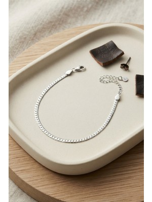 Hobilinka 316L Çelik Gümüş Renk Ince Cuban Zincir Model Erkek Bileklik TJ-EB3804