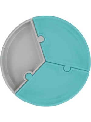 Urfakent Puzzle Vakum Tabanlı Silikon Tabak Aqua Green / Powder Grey