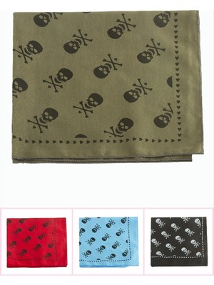 Marsilyan Kuru Kafa Desenli Keten Bandana 50*50