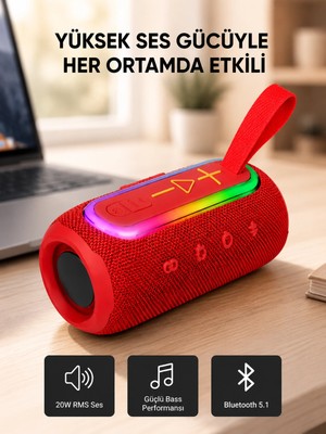 Urfakent Mavi Taşınabilir Bluetooth Hoparlör Kompakt Tasarım ve Güçlü Ses