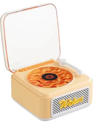 Urfakent Nostalji Mini Plak Görünümlü Radyolu Bluetooth Hoparlör 3D Ses Dalgası Retro Müzik Plak Sarı