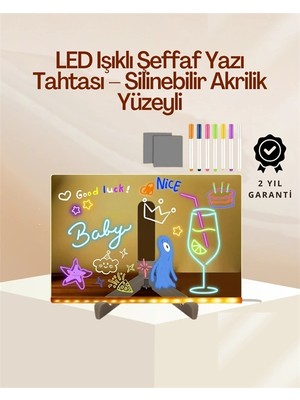 Marsilyan Çocuklar Için Renkli LED Mesaj Tahtası – Neon Kalemli, Eğlenceli ve Yaratıcı Yazı Panosu