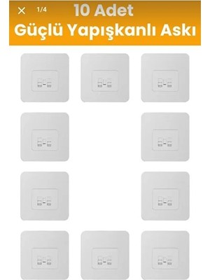 CATEKSSS Yedek 10 Adet Yapışkanlı Sticker Kendinden Yapışkanlı Kancalı Yapışkan Banyo Rafı Su Geçirmez Askı G
