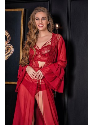 Hace Bazaar Transparan Bralet String Takım Bordo (MGP31632) -Hcb