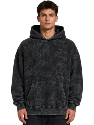 Sevbano Baskısız Basic Unisex Oversize Yıkamalı Premium Hoodie Sweatshirt