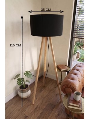 TeknoKapsül 3 Ayaklı Tripod Lambader Siyah Kumaş Başlık