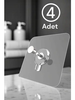 CATEKSSS Yapışkanlı Duvar Vidası 4 Adet Çerçeve Askısı Vidalı Tırnak Kanca Şeffaf Duvar Askısı Plastik Gri Cn