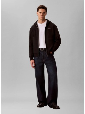 Calvin Klein Siyah Erkek Hırka LV04LH218GUB1_LS Mıcro Logo Dbl  F