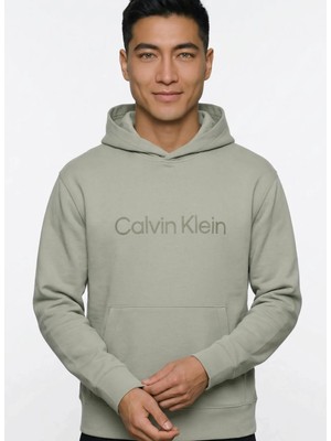 Calvin Klein Bej Erkek Kapüşonlu Sweatshirt LV04RG277GPEZ_LS Eu Std Logo 350TE