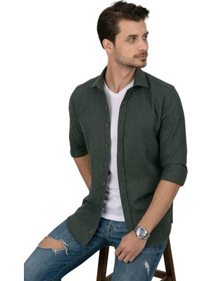 Hepta Collection Koyu Yeşil Oduncu Slimfit Hediye Kutulu Erkek Gömlek Xxl