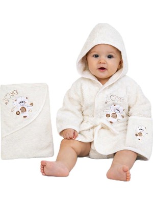 Hepta Collection %100 Pamuk Yenidoğan Bebek Çocuk Bornoz Havlu Takımı Set