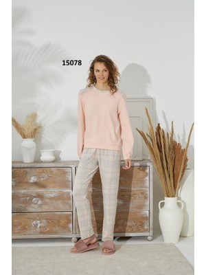 Sevim 15078 Kadın Ince Örme Uzun Kol Pijama Takım