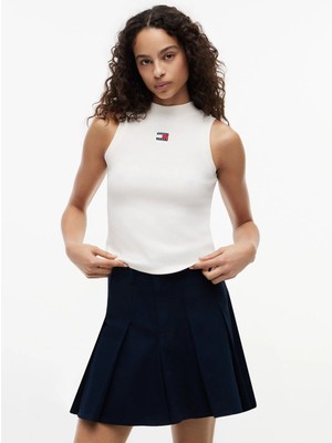 Tommy Jeans Beyaz Kadın Bisilet Yaka Nakışlı T-Shirt DW0DW23478YBH