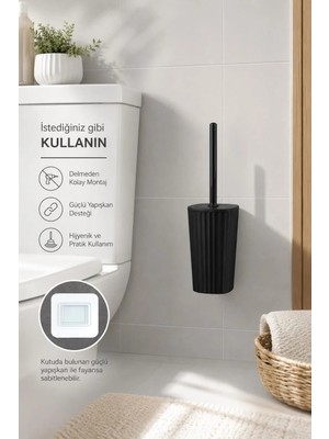 Okyanus Home Safir  Kendinden Yapışkanlı Wc Fırçalık Siyah