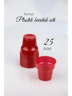Ezupack 25'li 180CC Kırmızı Renk Lüx Sert Plastik Parti Bardak Doğum Günü Sunum Davet Nişan Söz Akrilik Mika
